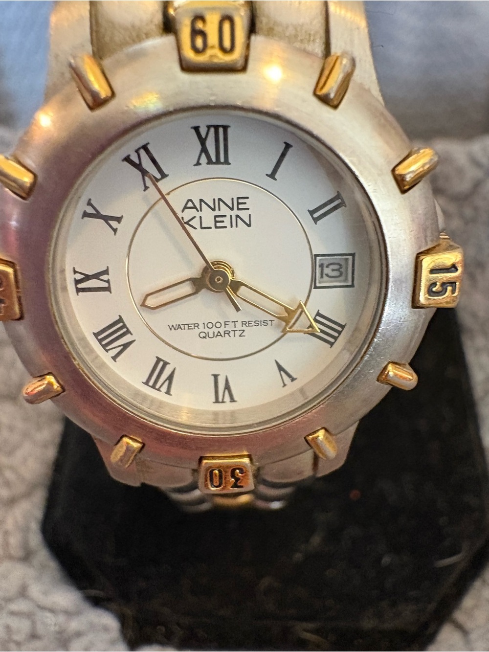 Vintage 90’s Anne Klein Two-Tone Silver and Gold Roman Numeral Wall Clock